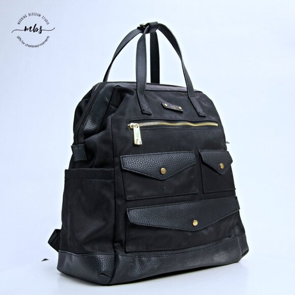 Tutilo New York Tech Padded Pocket Structured Opening Tote Backpack Black‎ main image 12